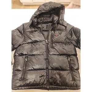 Polo Ralph Lauren Performance Hooded Glossy Puffer Down Jacket - Black Size XL
